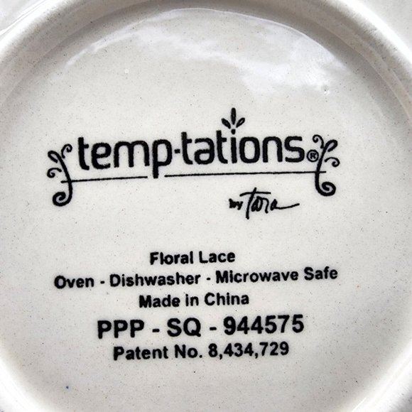 Tara Temptations Square Salad Dessert Plate w Handles Floral Lace Blue 7.5 in - Picture 4 of 8